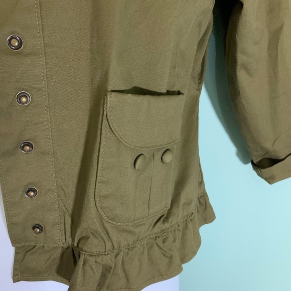 Motto olive green cropped military style tailored jacket with pockets Sz M - Picture 3 of 10